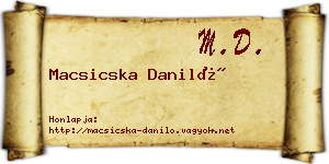 Macsicska Daniló névjegykártya